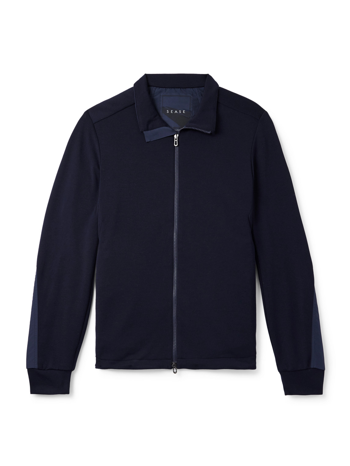 SEASE - Explorer Ripstop-Trimmed Virgin Wool-Blend Sweater - Men - Blue - S von SEASE