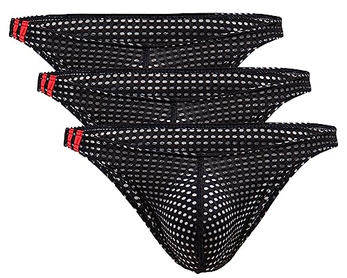 3 Stück Mini Slip Herren Leichter Mesh Tanga Clubwear Höschen Spitze Weiche Atmungsaktive Unterhose Sissy Tangaslip Mode Athletic Supporter Briefs von SEAUR