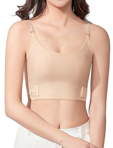 Damen Gym BH Brust Binder Damen Damen Sport BH Comfort Frauen Sports Bra Racerback Push Up Sport Bustier Tanktops Bandage Trans Breathable Hautfarbe XXL von SEAUR