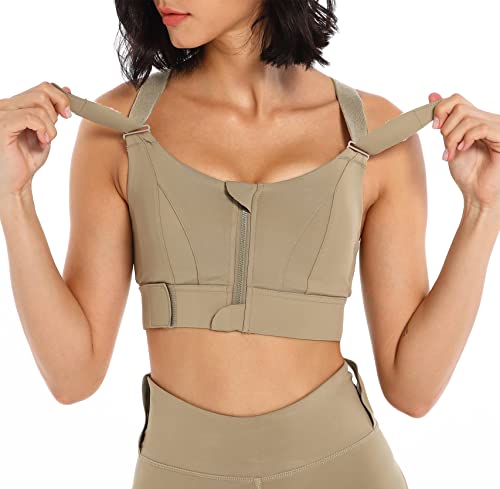 Damen Sport BH Stark Halt Gepolstert Lauf Push Up Ohne Buegel Yoga Top Gekreuzter Rücken Training Bequem Seamless Große Brüste Bustier Crop Top Grün von SEAUR