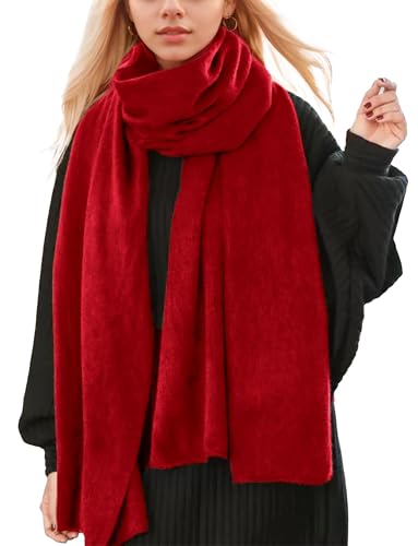 Damen Winterschal Warm Weich Winter Stola Unifarben Modeschal Weicher Warmer Einfarbiger Schal Rosa von SEAUR