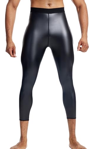 Herren Lederhose Lang Kunstleder Motorrad Hose Skinny Enge Hose Leather Trousers Stretchy Lederhose Strumpfhose für Nachtclub Bar von SEAUR