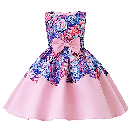 Kleid Einschulung Mädchen Baby Blumen Ärmellos Brautjungfern Halloween Pageant Elegant Cosplay Fasching Vintage Formelles Swing Blumenmuster Sommerkleid von SEAUR