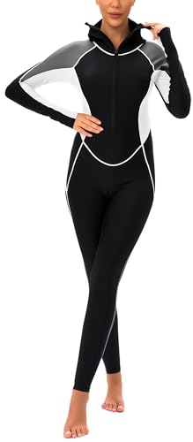 Langhülle Ganzkörper -Hautausschlag Guard für Frauen UPF 50 Reißverschluss Front Vollbedeckung Tauchanzug EIN Stück Surfen Badeanzug von SEAUR