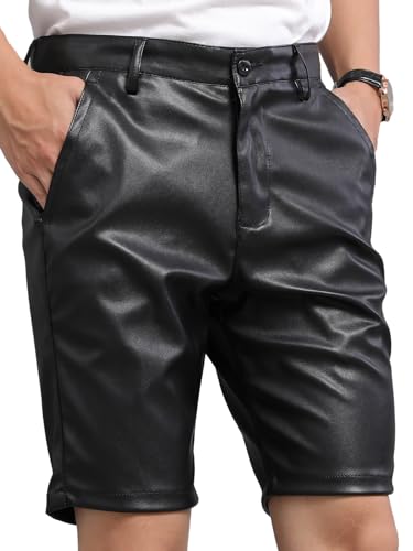 Leder Shorts Herren Ledershorts Boxershorts Kunstleder Glanz Gym PU Ledershorts Lederhose Hotpants Sexy Lackleder Schlüpfer Schwarz von SEAUR