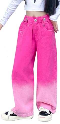 Mädchen Casual Wide Leg Jeans Bequeme Verblassen Lässige Denim Hosen Gewaschen mit Taschen Jeanshosen für Alltag Schule Freizeit von SEAUR