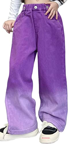 Mädchen Retro-Style Schlaghosen Vintage Inspirierte Verblassen Weite Bein Jeans mit Taschen Streetwear für Kinder Modische von SEAUR