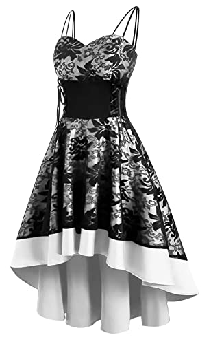 Mittelalter Kleid Damen Vintage Gothic Outfits Partykleid Ärmellos Retro Layered Karneval Renaissance Party Kleid A Linie Stretch Vampir Club Kostüme von SEAUR