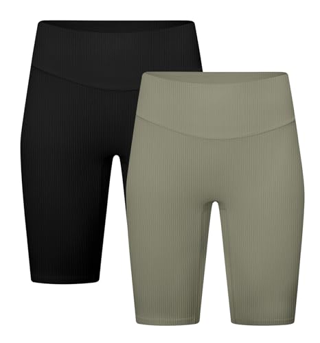 SEAUR 2 Paar Mädchen Leggings Sport Kurze Hose Radlerhose Eng Sporthose Yoga Shorts Strech Weich Laufhose Kinder Jogginghose - 170(EU 164) von SEAUR