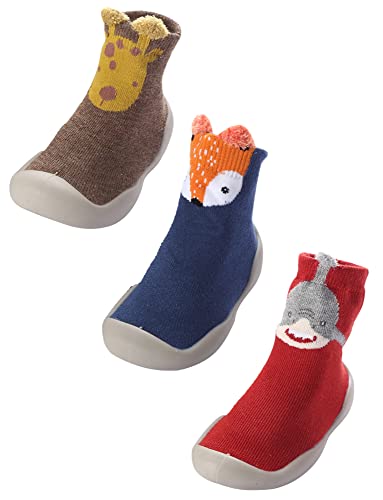 SEAUR 3 Paar Baby Lauflernschuhe Rutschfeste Sockenschuhe Kleinkind Bodensocken Niedliche Cartoon Motiv Stricken Schuhe Indoor für Jungen Mädchen - 12-18 Monate SEAUR 3 Paar Baby Lauflernschuhe Rutschfeste Sockenschuhe Kleinkind Bodensocken Niedliche Cartoon Motiv Stricken Schuhe Indoor für Jungen Mädchen - 12-18 Monate von SEAUR