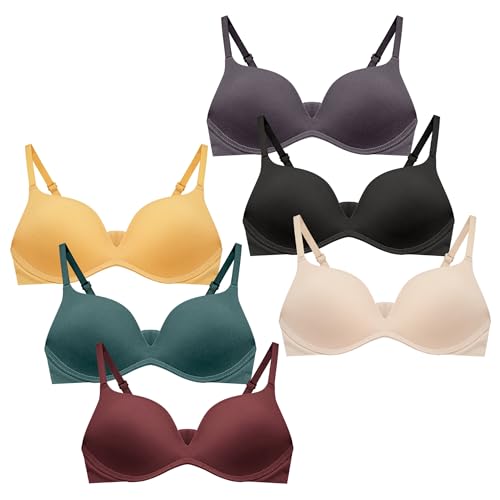 SEAUR 6 Stück Teenager Erste BH Mädchen Keine Bügel Gepolsterter BH Trainings BH mit Verstellbaren Schulter Push Up BH Unterwäsche B-Farbe 32/70 von SEAUR