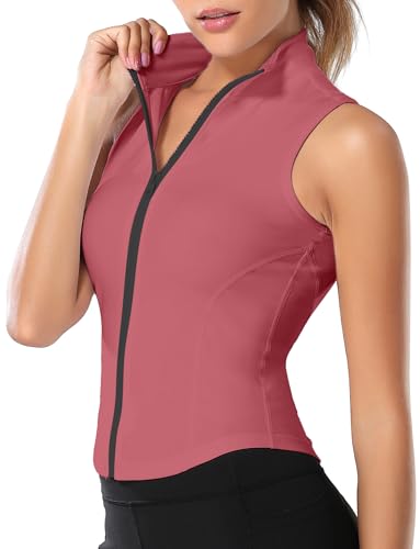 SEAUR Ärmellose Sportweste Damen Eng Anliegende Laufweste mit Durchgehendem Zipper Atmungsaktiv für Training Yoga Rosa M von SEAUR