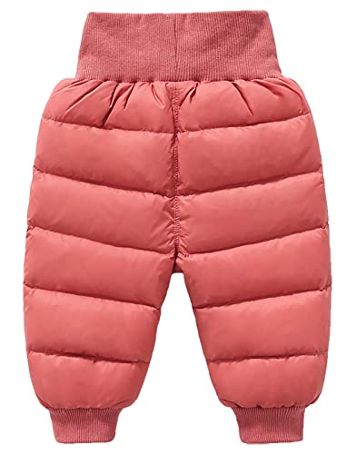 SEAUR Baby Daunenhose Leicht Winterhose Dick Warm Schneehose Kleinkind Skihose Winddicht Outdoorhose - Rose Rot - Gr. 74/80 von SEAUR