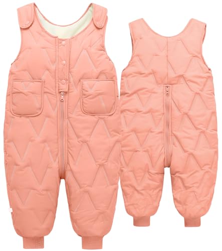 SEAUR Baby Daunenhose Leicht Winterhose Dick Warm Schneehose Kleinkind Winddicht Skihose Outdoorhose Winter - Rosa - 80(70-80cm) - 9-12 Monate von SEAUR