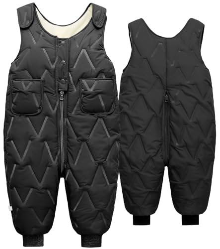 SEAUR Baby Daunenhose Leicht Winterhose Dick Warm Schneehose Kleinkind Winddicht Skihose Outdoorhose Winter - Schwarz - 80(70-80cm) - 9-12 Monate von SEAUR