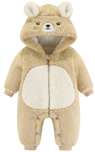 SEAUR Baby Hoodie Overall Winter Jungen Mädchen 0-18 Monate Strampler Neugeborene Baby Jumpsuit Dick Warm Schneeanzug mit Kapuze - 73-6-9 Monate von SEAUR