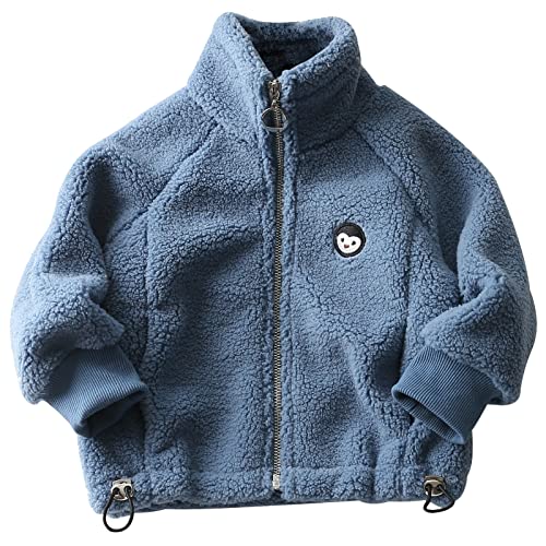 SEAUR Baby Jungen Mädchen Fleecejacke Stehkragen Polar Flauschig Herbst Winter Fleece Jacke Mantel Outwear Beige - Blau - 120CM - 4-5 Jahre von SEAUR