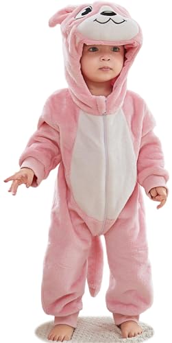 SEAUR Baby Kleinkind Strampler mit Kapuze Flanell Overall Cartoon Tier Schlafanzug Winter Jumpsuit Warm Kuschelig Niedlich - 100(18-24 Monate) von SEAUR
