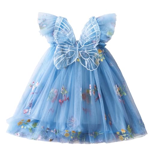 SEAUR Baby Mädchen Prinzessin Tutu Tüllkleid Geburtstag Hochzeit Partykleid Trägerkleid Kleinkinder Sommerkleid Blau 100 von SEAUR