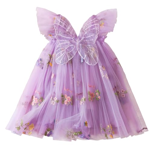 SEAUR Baby Mädchen Prinzessin Tutu Tüllkleid Geburtstag Hochzeit Partykleid Trägerkleid Kleinkinder Sommerkleid Lila 90 von SEAUR