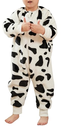 SEAUR Baby Pyjama Flanell Schlafsack mit Füßen 3,0 Tog Schlafstrampler Overall Kuschelig Warm Schlafanzug Kinder Winter Schlafoverall Cartoon Tier Muster - 130(120-130cm) von SEAUR