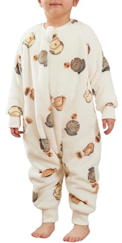 SEAUR Baby Pyjama Flanell Schlafsack mit Füßen 3,0 Tog Schlafstrampler Overall Kuschelig Warm Schlafanzug Kinder Winter Schlafoverall Cartoon Tier Muster - 130(120-130cm) von SEAUR