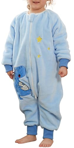 SEAUR Baby Schlafsack mit Füßen 3,0 Tog Schlafstrampler Kinder Flanell Pyjama Winter Schlafanzug Kuschelig Warm Overall Niedlich Cartoon Tier Muster - 110(100-110cm) von SEAUR