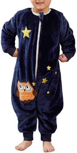 SEAUR Baby Schlafsack mit Füßen 3,0 Tog Schlafstrampler Kinder Flanell Pyjama Winter Schlafanzug Kuschelig Warm Overall Niedlich Cartoon Tier Muster - 110(100-110cm) von SEAUR