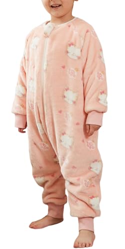 SEAUR Baby Schlafstrampler Flanell Schlafsack mit Füßen 3,0 Tog Winter Pyjama Kinder Schlafanzug Kuschelig Warm Overall Niedlich Cartoon Tier Muster - 90(80-90cm) von SEAUR