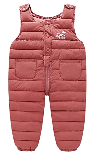 SEAUR Baby Schneehose Winddicht Daunenhose Dick Warm Winterhose Winddicht Skihose Kleinkind Winter Outdoorhose - Rose Rot - Gr. 92/98 von SEAUR