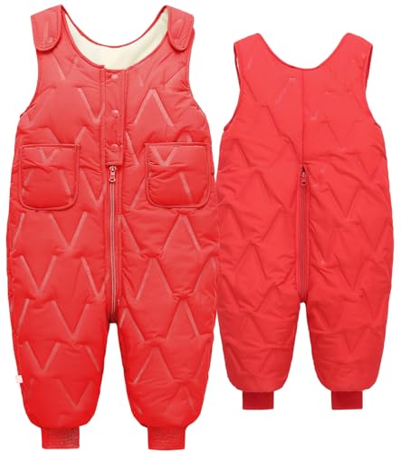 SEAUR Baby Schneehose Winddicht Daunenhose Dick Warm Winterhose Winddicht Skihose Kleinkind Winter Outdoorhose - Rot - 100(90-100cm) - 1-2 Jahre von SEAUR