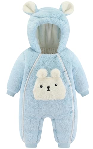 SEAUR Baby Strampler Winter Fleece Overall mit Kapuze Neugeborene 0-18 Monate Schneeanzug Junge Mädchen Winteroverall Warm Jumpsuit - 66-3-6 Monate von SEAUR
