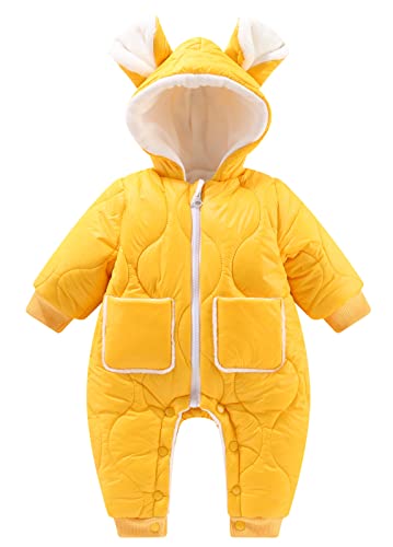 SEAUR Baby Strampler Winter Overall mit Kapuze Neugeborene 0-12 Monate Schneeanzug Junge Mädchen Winteroverall - 9-12 Monate - Gr.90 von SEAUR