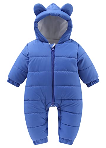 SEAUR Baby Winter Overall mit Kapuze Schneeanzug Neugeborene 0-12 Monate Strampler Dick Warm für Junge Mädchen - 3-6 Monate - Gr.73 von SEAUR