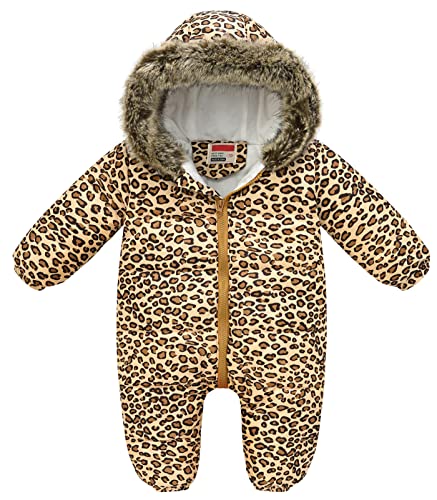 SEAUR Baby Winter Overall mit Kapuze Schneeanzug Neugeborene Höhe 60-110cm Strampler Dick Warm für Junge Mädchen - 6-9 Monate - Gr.80 von SEAUR