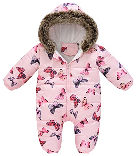 SEAUR Baby Winter Overall mit Kapuze Schneeanzug Neugeborene Höhe 60-110cm Strampler Dick Warm für Junge Mädchen - 6-9 Monate - Gr.80 von SEAUR