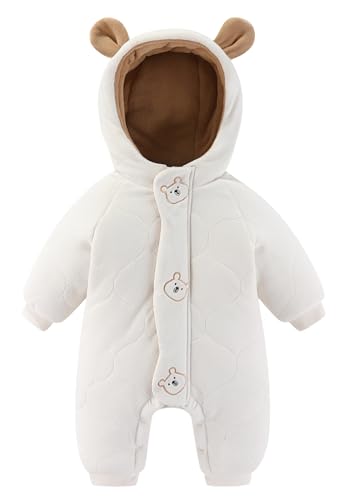 SEAUR Baby Winter Overall mit Kapuze Weich Fleece Schneeanzug Neugeborene Hoodie Strampler Dick Warm Jumpsuit Mädchen Jungen Winteroverall - 100-2-3 Jachre von SEAUR