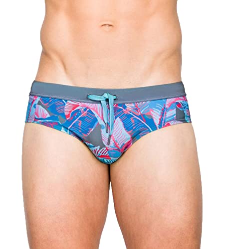 SEAUR Badehose Herren Slip Eng Kurz Badeslips Printed Männer Schwimmhose Schnell Trocknend mit Abnehmbar Pad Strand Pool Surf Swimming Swim Briefs - 2XL von SEAUR