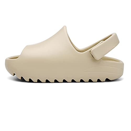 SEAUR Badeschlappen Kinder Mädchen Badelatschen Jungen Sommer Hausschuhe Kleinkind Dicke Sohle Weich Flache Dusch- und Badeschuhe Leicht Rutschfest Strand Sandalen Slippers - Beige - 20-25 EU von SEAUR