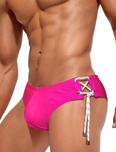 SEAUR Badeslip Herren Badehose Kurz Eng Schnürung Schwimmhose Schnell Trocknend Classic Schwimmen Slip Wassersport Strand Schwimmbad - S (Asie M) von SEAUR