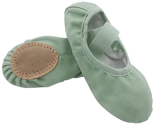 SEAUR Ballettschläppchen Mädchen Ballettschuhe Ledersohle Ballett Tanzschuhe Canvas für Kinder - Grün - 29 EU von SEAUR