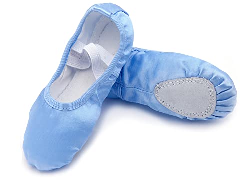 SEAUR Ballettschläppchen Mädchen Ballettschuhe Ledersohle Ballett Tanzschuhe Satin für Kinder - Blau - 26 EU von SEAUR