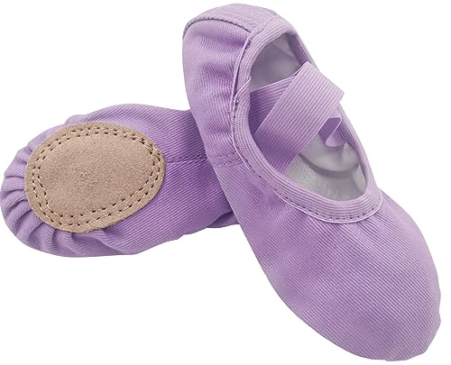 SEAUR Ballettschuhe Mädchen Canvas Ballettschläppchen Ledersohle Ballett Tanzschuhe für Kinder - Lila - 25 EU von SEAUR