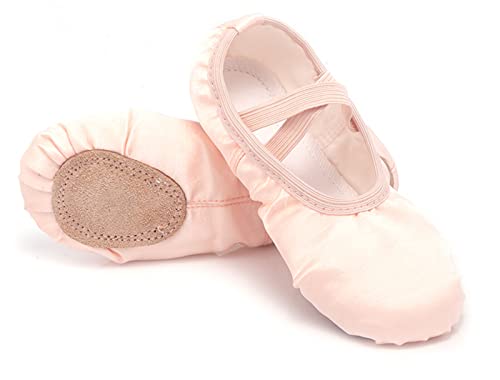 SEAUR Ballettschuhe Mädchen Satin Ballettschläppchen Ledersohle Ballett Tanzschuhe für Kinder - Beige - 34 EU von SEAUR