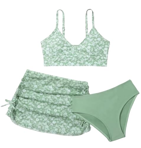 SEAUR Bikini Badeanzug Set Mädchen Bikini Bequem Grün Badeanzug Rock Mädchen Gepolsterter Badeanzug 10-11 Jahre von SEAUR