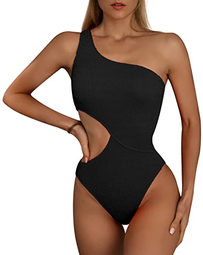 SEAUR Damen Badeanzug EIN Schulter Asymmetrische Einteilige Bademode Sexy Rückenfrei Swimsuit Schwimmen Strand Pool - M von SEAUR