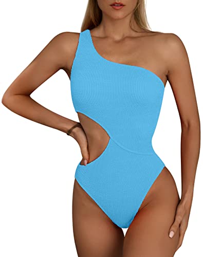 SEAUR Damen Badeanzug EIN Schulter Asymmetrische Einteilige Bademode Sexy Rückenfrei Swimsuit Schwimmen Strand Pool - M von SEAUR