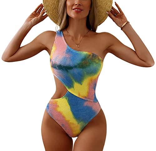 SEAUR Damen Badeanzug EIN Schulter Asymmetrische Einteilige Bademode Sexy Rückenfrei Swimsuit Schwimmen Strand Pool - M von SEAUR