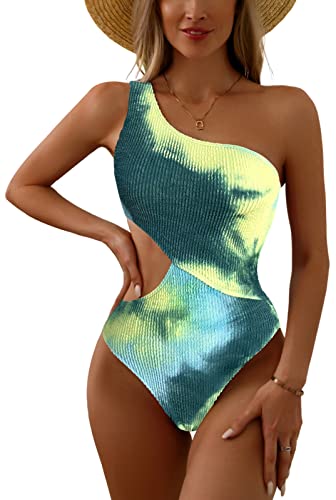 SEAUR Damen Badeanzug EIN Schulter Asymmetrische Einteilige Bademode Sexy Rückenfrei Swimsuit Schwimmen Strand Pool - XL von SEAUR