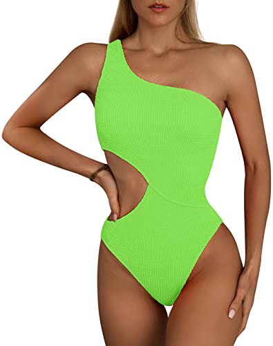 SEAUR Damen Badeanzug Sexy EIN Schulter Asymmetrische Einteilige Bademode Rückenfrei Swimsuit Schwimmen Strand Pool - L von SEAUR